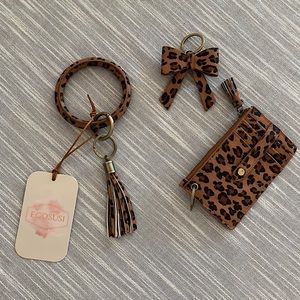 Leopard Print Wallet and Keychains